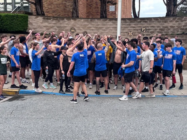 Huddle during the Murph